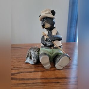 Charming Black and Gray Bear Figurine